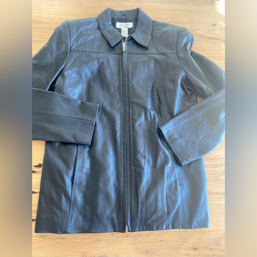 Alfani Full Zip Black‎ Leather Jacket Men’s Large Preowned